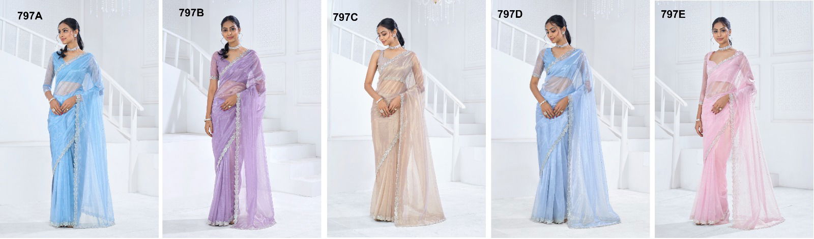 Mehek 797 A TO E Soft Organza Party Wear Saree Surat Wholesale Market
